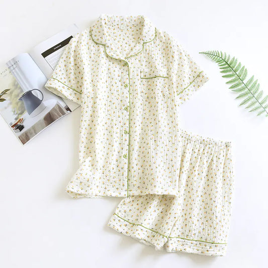 Women's Short Sleeve Cotton Summer Pajama Set