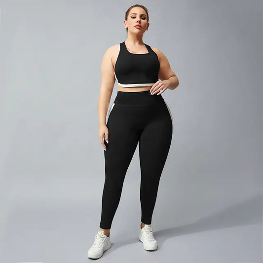 Plus Size Women's Quick Dry Yoga Set with Leggings & Bra