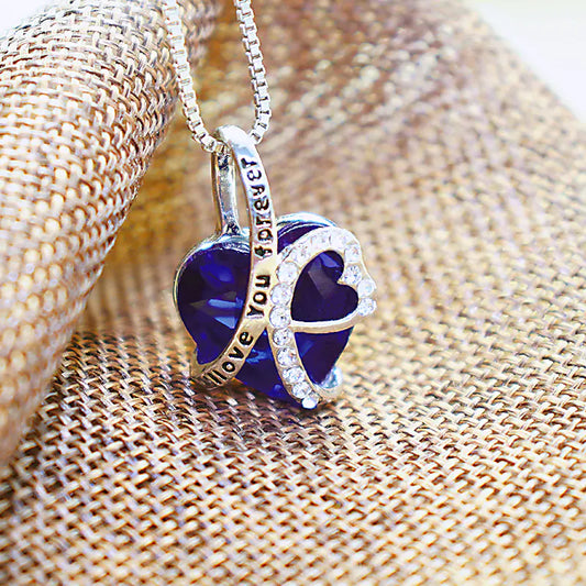 New Heart Necklace "I Love You Forever" Ocean Heart Pendant
