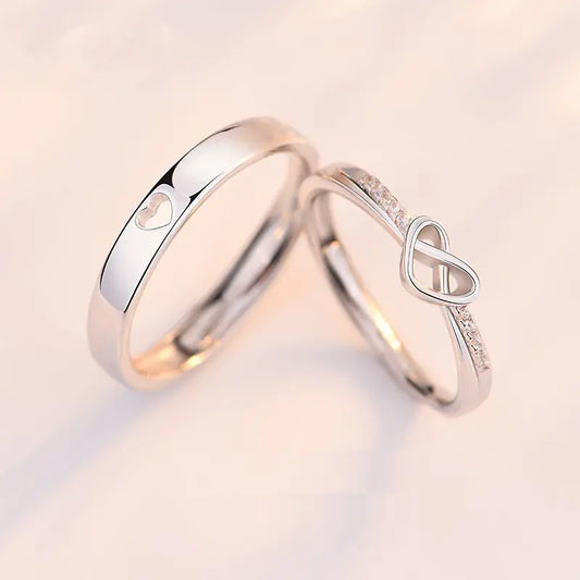 S925 Valentine's Day Heart Ring - Heart to Heart Design
