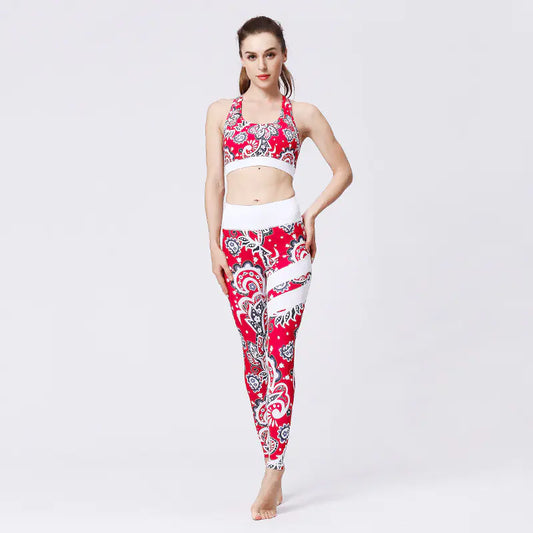 Women's Yoga Set with Printed Sports Bra and Leggings