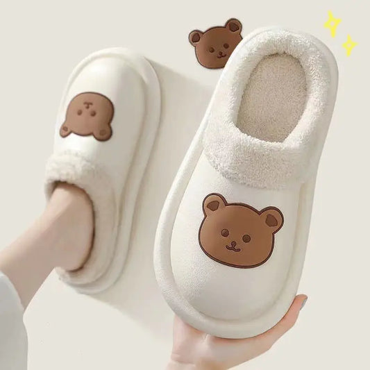 Cozy Bear Fleece Slippers for Women - Indoor Warmth Shoes