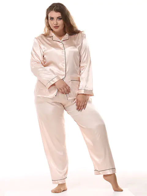Plus Size Satin Pajama Set