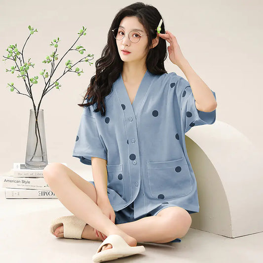 Women's Cartoon Pajama Set with Kimono