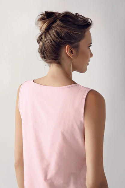 Short-Sleeve Buttoned Lace-Trimmed Woven 100% Cotton Pink Maternity Nightgown Robe Set