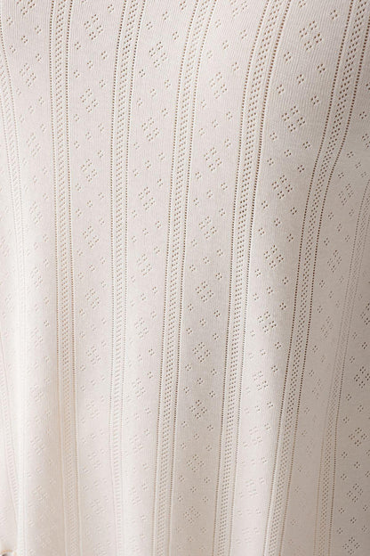 Women's 100% Turkish Cotton Pajama Set Short-Sleeve Crochet-Detail - Beige