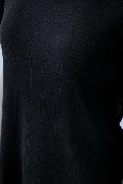 100% Cotton Crochet-Detail Short-Sleeve Black Pajama Set for Women
