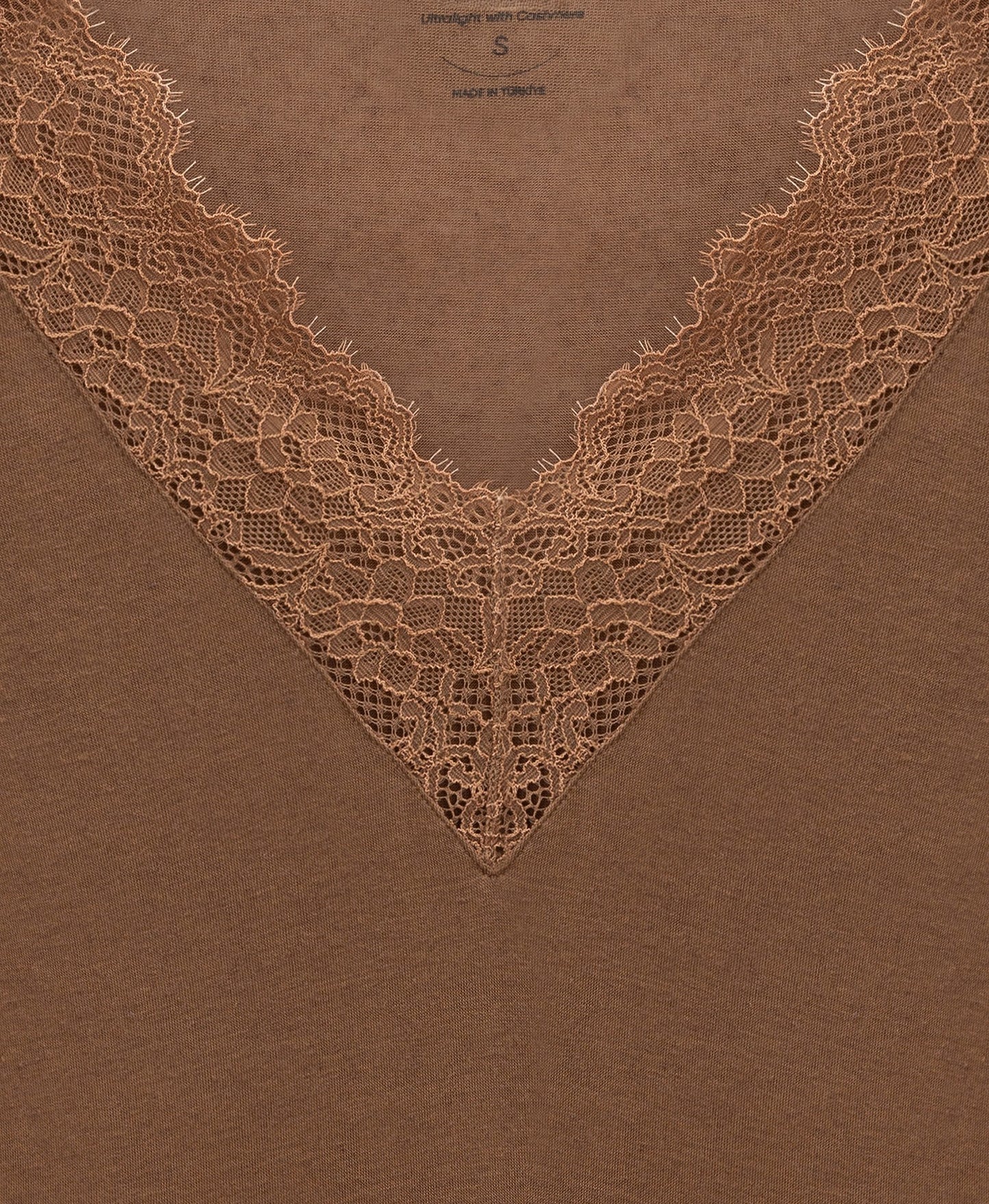 Women’s Mink Lace Trim Micro Modal & Cashmere Blend Blouse – Soft Stretch Long Sleeve Top