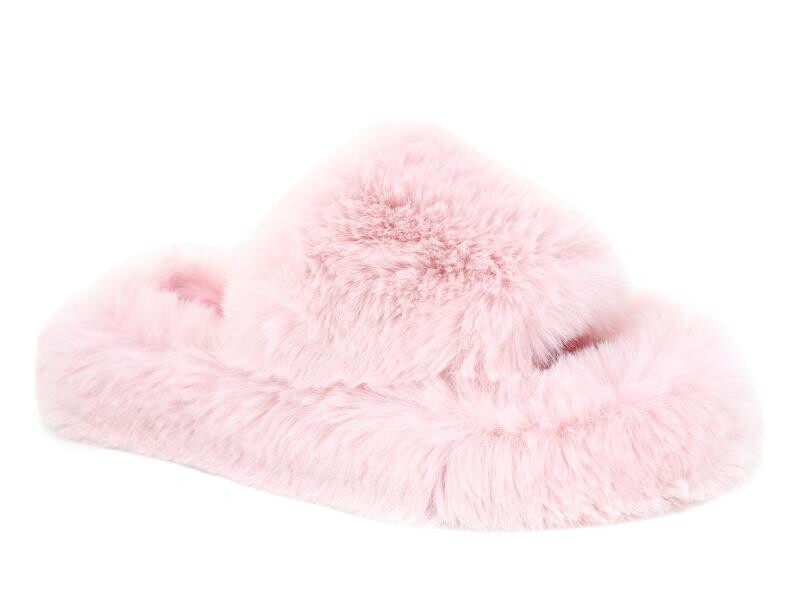Women's Soft Fluffy Open-Toe House Slippers - Pink